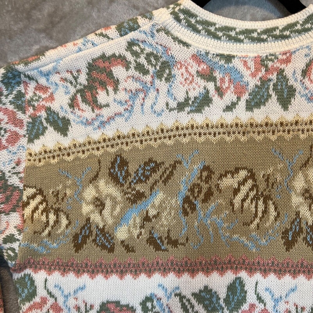 Vintage‎ Women's Ornate Cottage Core Floral Shabby Chic Feminine Sweater Medium - Picture 11 of 11